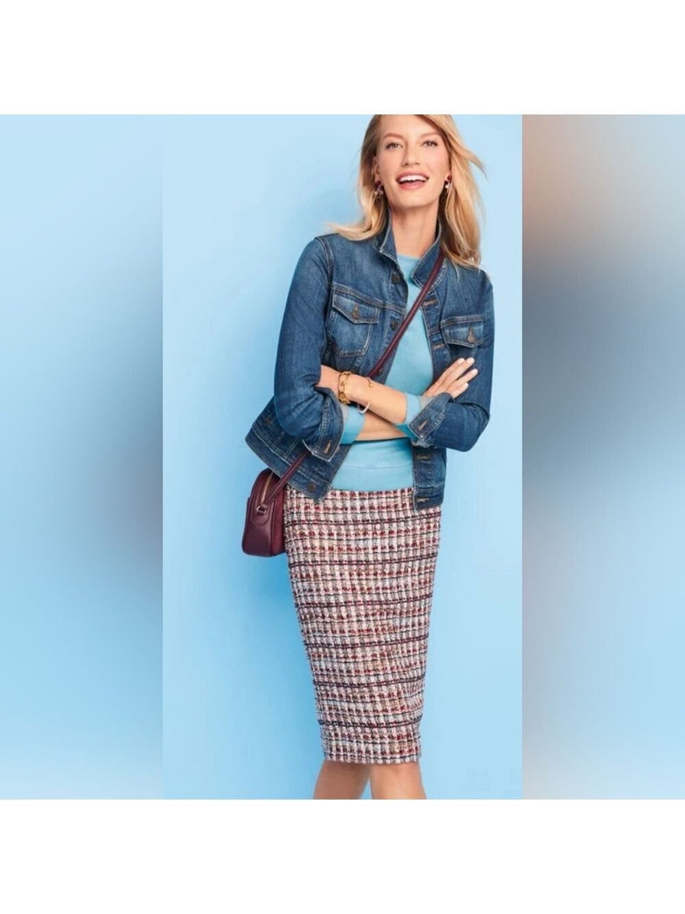 Talbots Muticolored Tweed Pencil Skirt Careerwear Office Size 10